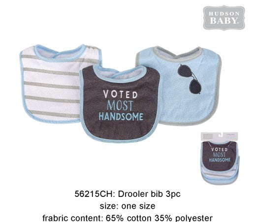Hudson Baby 3 Piece Handsome Baby Bib Set