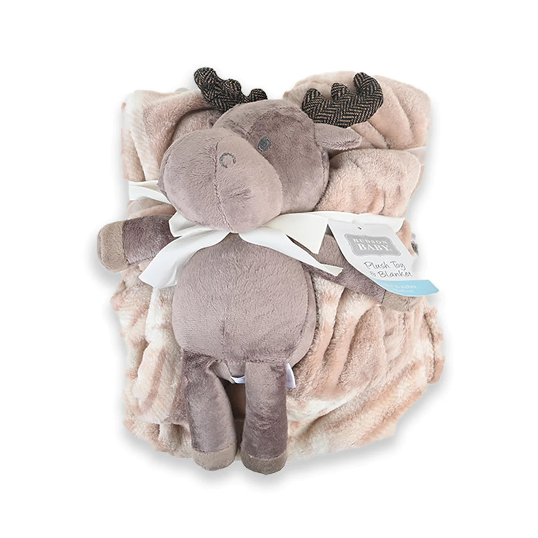 Hudson Baby Moose Blanket with Plush Toy