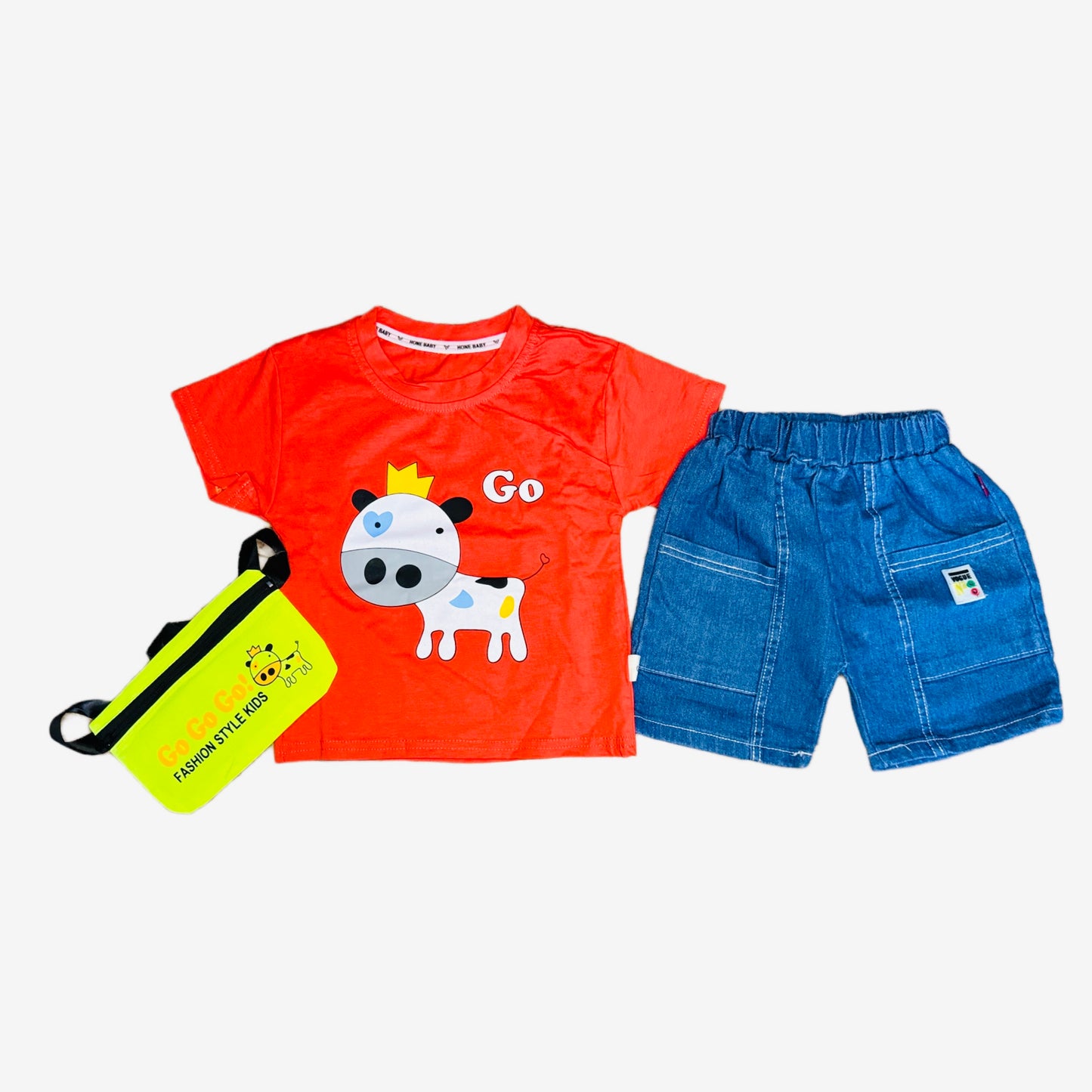 Moo Shirt & Denim Short Set