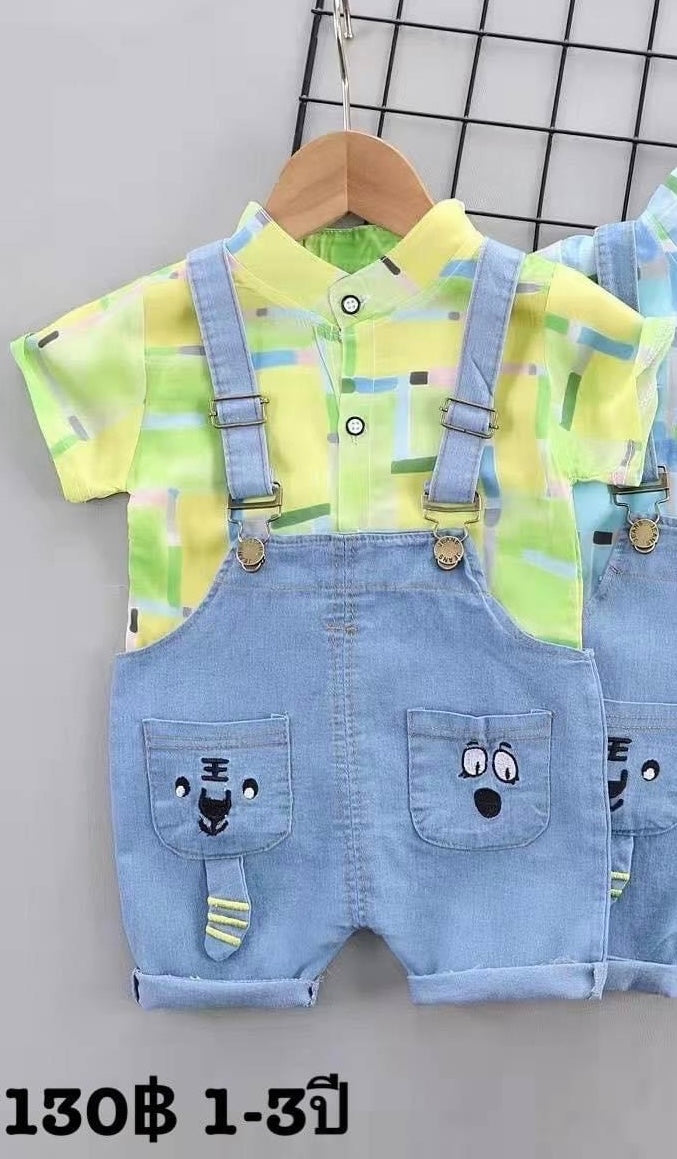 Neon Dungaree 2 Piece Set