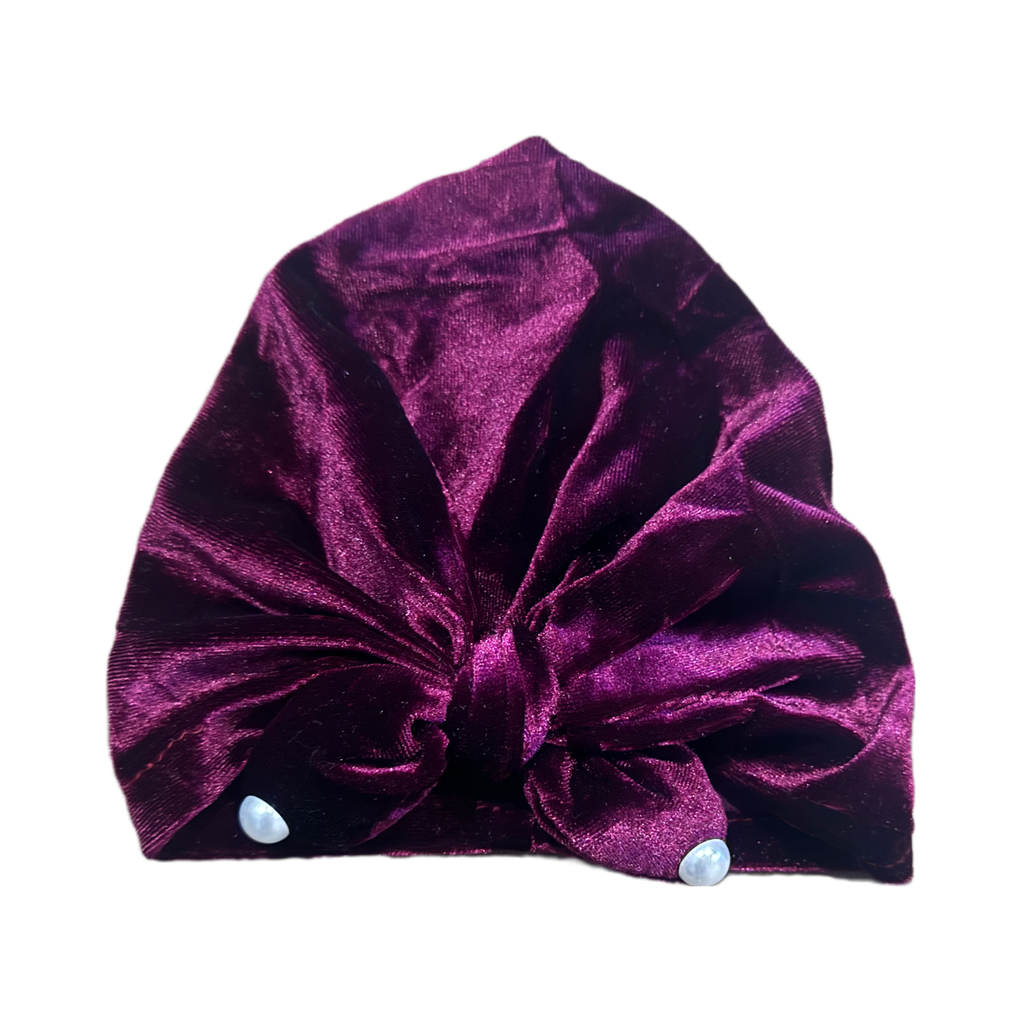 Velvet Pearl Knot Turban Cap