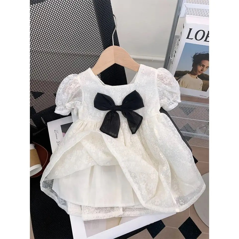 White Embroidered Net Frock