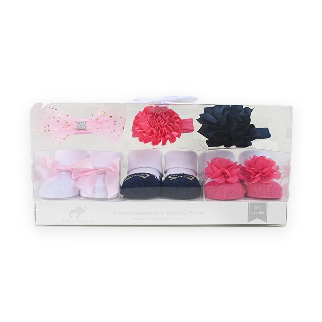 Bebe Fevour 6 piece Headband & Bootie set